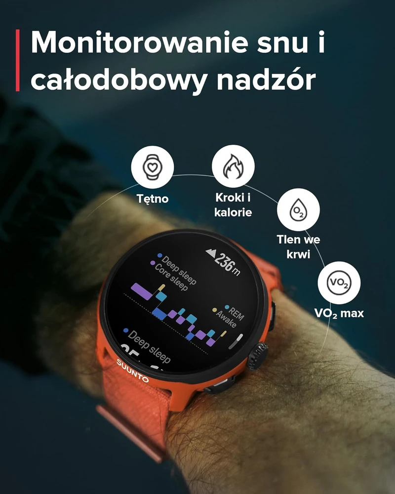 Išmanusis laikrodis Suunto Run sportinis laikrodis su 1,32 colio AMOLED ekranu, GPS, iki 12 dienų veikiantis akumuliatorius, 4 GB atmintis