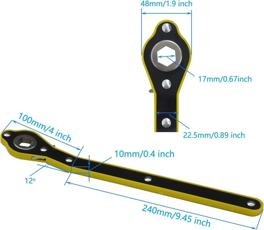 IUSOT reketinis ratų raktas su 360° pasukama galvute, CR-V plienas, 360–510 mm