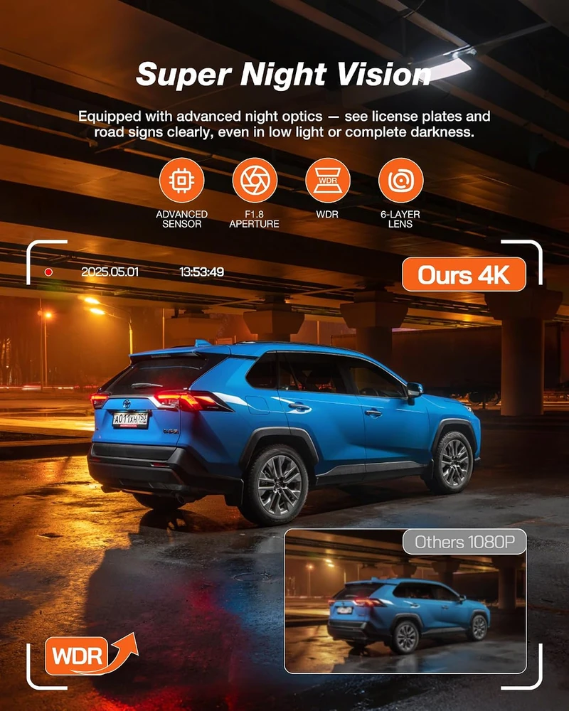 iZEEKER automobilinis vaizdo registratorius su priekine 4K ir galine 1080p kamera iD440