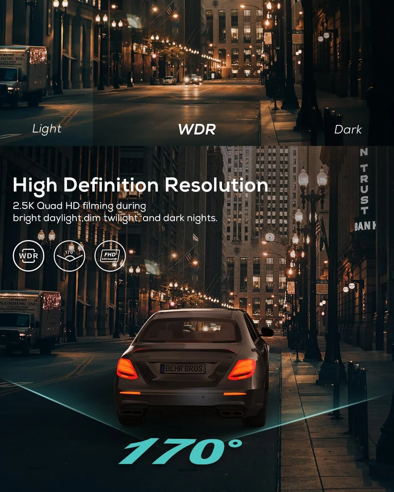 iZEEKER automobilinis vaizdo registratorius 2,5K QHD 1440p, 3 col. IPS, GD100