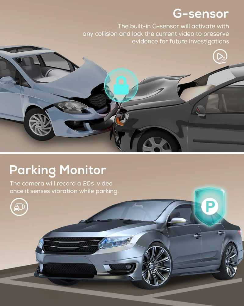 iZEEKER automobilinis vaizdo registratorius 2,5K QHD 1440p, 3 col. IPS, GD100