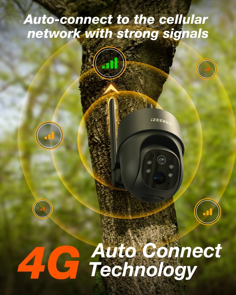 iZEEKER medžioklės kamera 4G LTE 2K PTZ su saulės skydeliu iG500