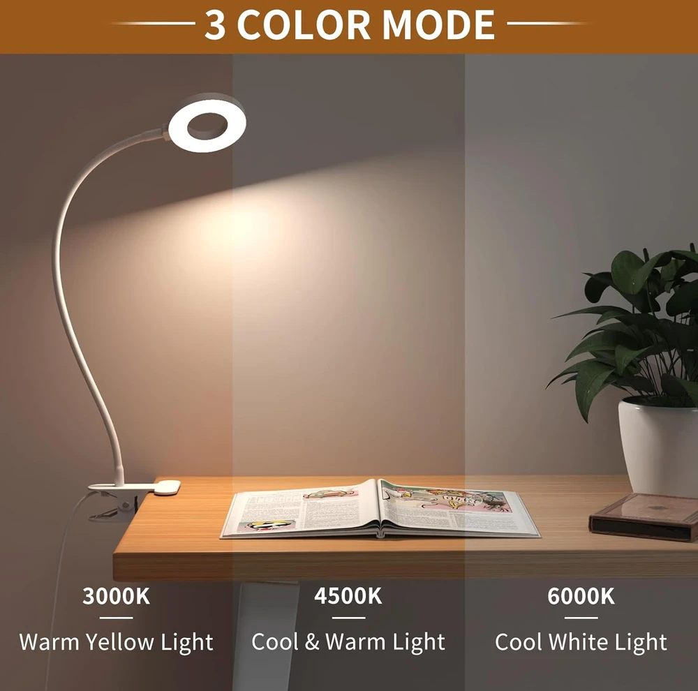 iZELL LED skaitymo lempa su spaustuku, 23 LED, 10 W, USB, TBL235-WH