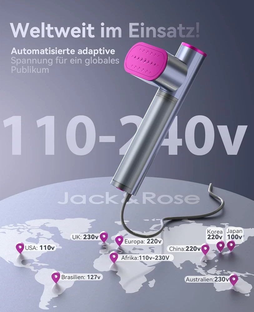 Jack & Rose kelioninis drabužių garintuvas 1000 W, 110–240 V, 150 ml, K1