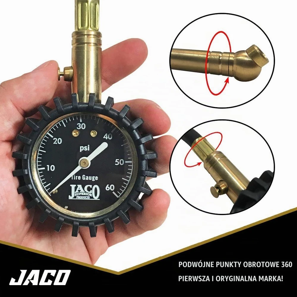 JACO Superior Products ElitePro padangų slėgio matuoklis 4–60 psi su 5,1 cm ciferblatu JSP-004