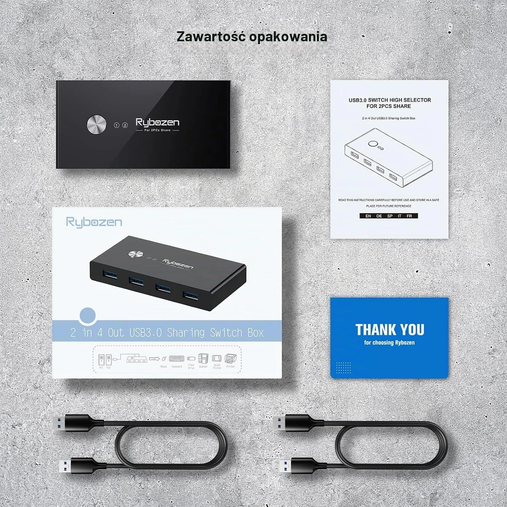 Jancane USB 3.0 KVM perjungiklis 2 kompiuteriams ir 4 USB įrenginiams, U309-US
