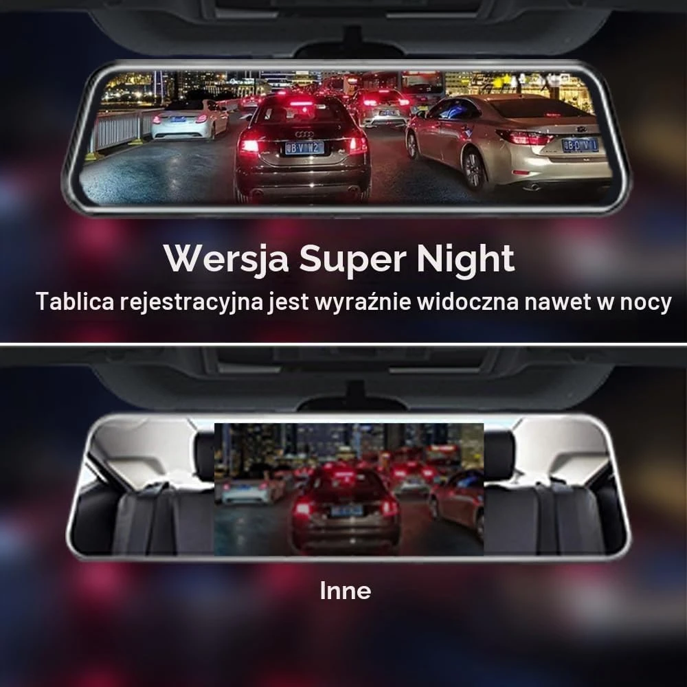 Jansite automobilinis vaizdo registratorius veidrodėlyje su 10 col. ekranu, 1080p, T30