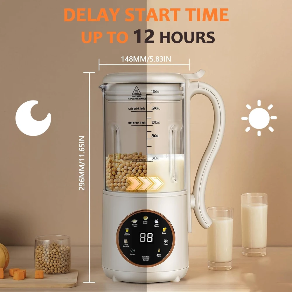 JAOGAUS augalinio pieno gaminimo aparatas 1400 ml, 800 W, 12 ašmenų, JX-319