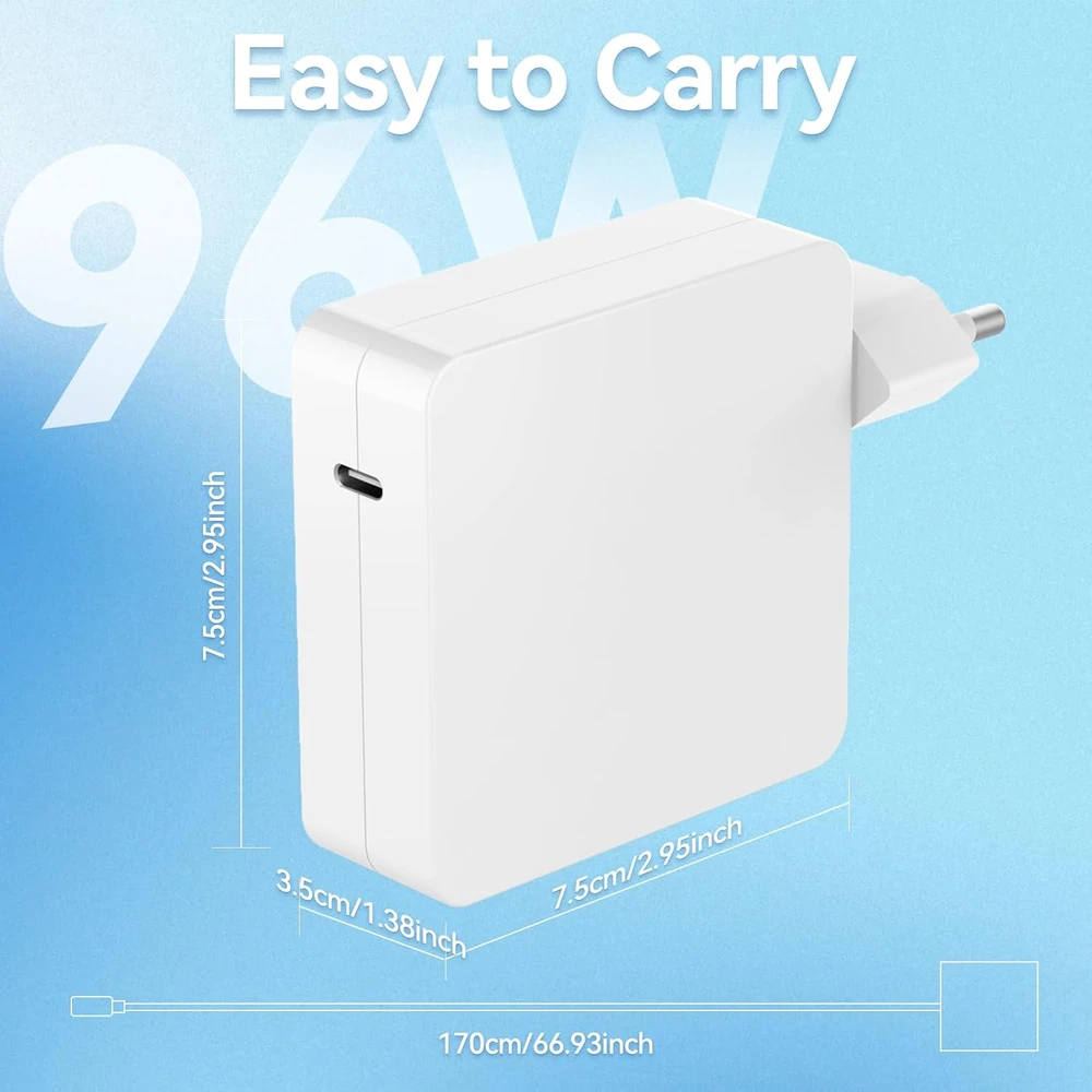 Jaysou nešiojamojo kompiuterio USB-C įkroviklis 96 W, su 2 m USB-C laidu, baltas, JHY96CE modelis