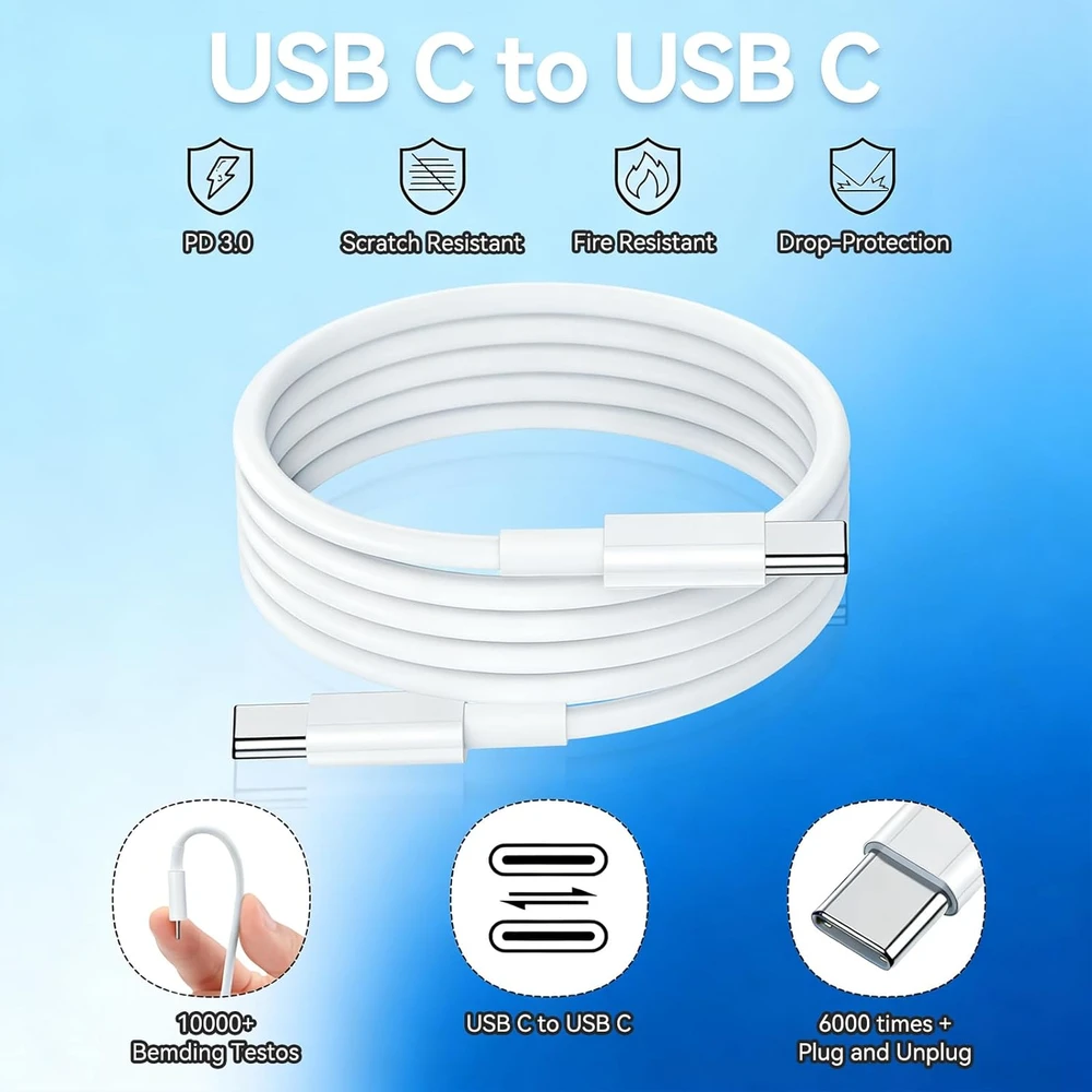 Jaysou nešiojamojo kompiuterio USB-C įkroviklis 96 W, su 2 m USB-C laidu, baltas, JHY96CE modelis