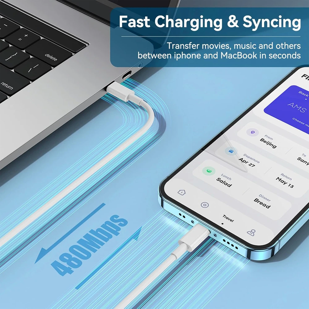 Jaysou nešiojamojo kompiuterio USB-C įkroviklis 96 W, su 2 m USB-C laidu, baltas, JHY96CE modelis