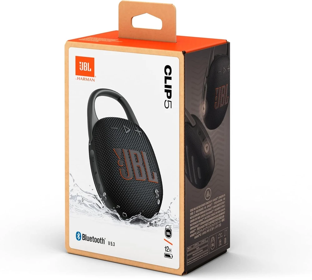 JBL Clip 5 nešiojama kolonėlė, spalva: juoda