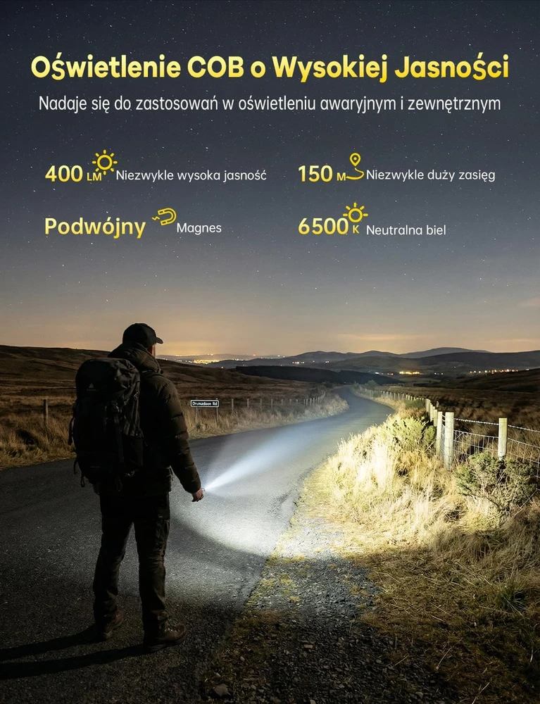 Jeebel LED raktų pakabuko žibintuvėlis USB-C, 400 lm, UV, IP65 S11-01
