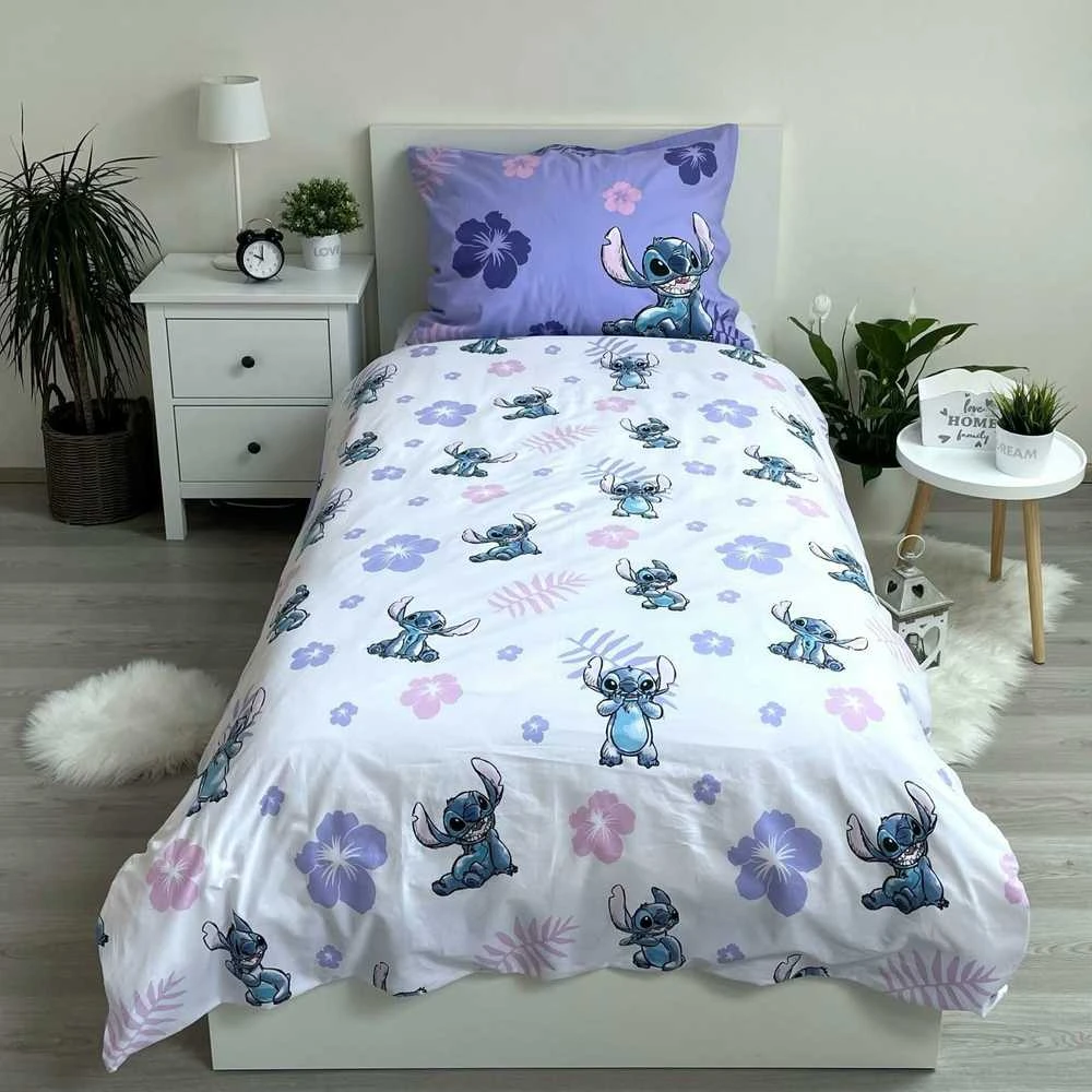 Jerry Fabrics vaikiška patalynės komplektas, 140 x 200 cm, 100 % medvilnė, Lilo ir Stitch, dvispalvis dizainas