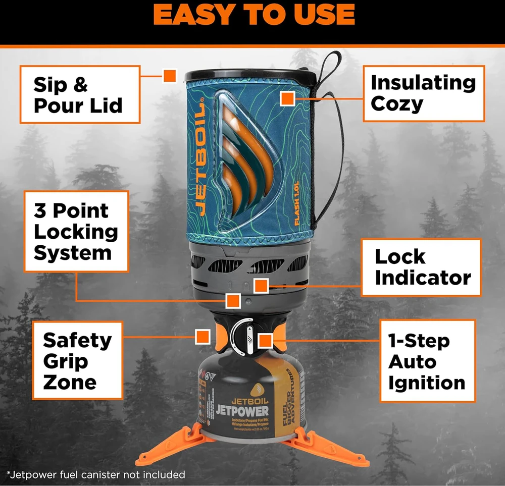 Carruzzo Jetboil greito virimo stovyklavimo viryklė Flash 1 l, automatinis uždegimas, FluxRing, FLOT3