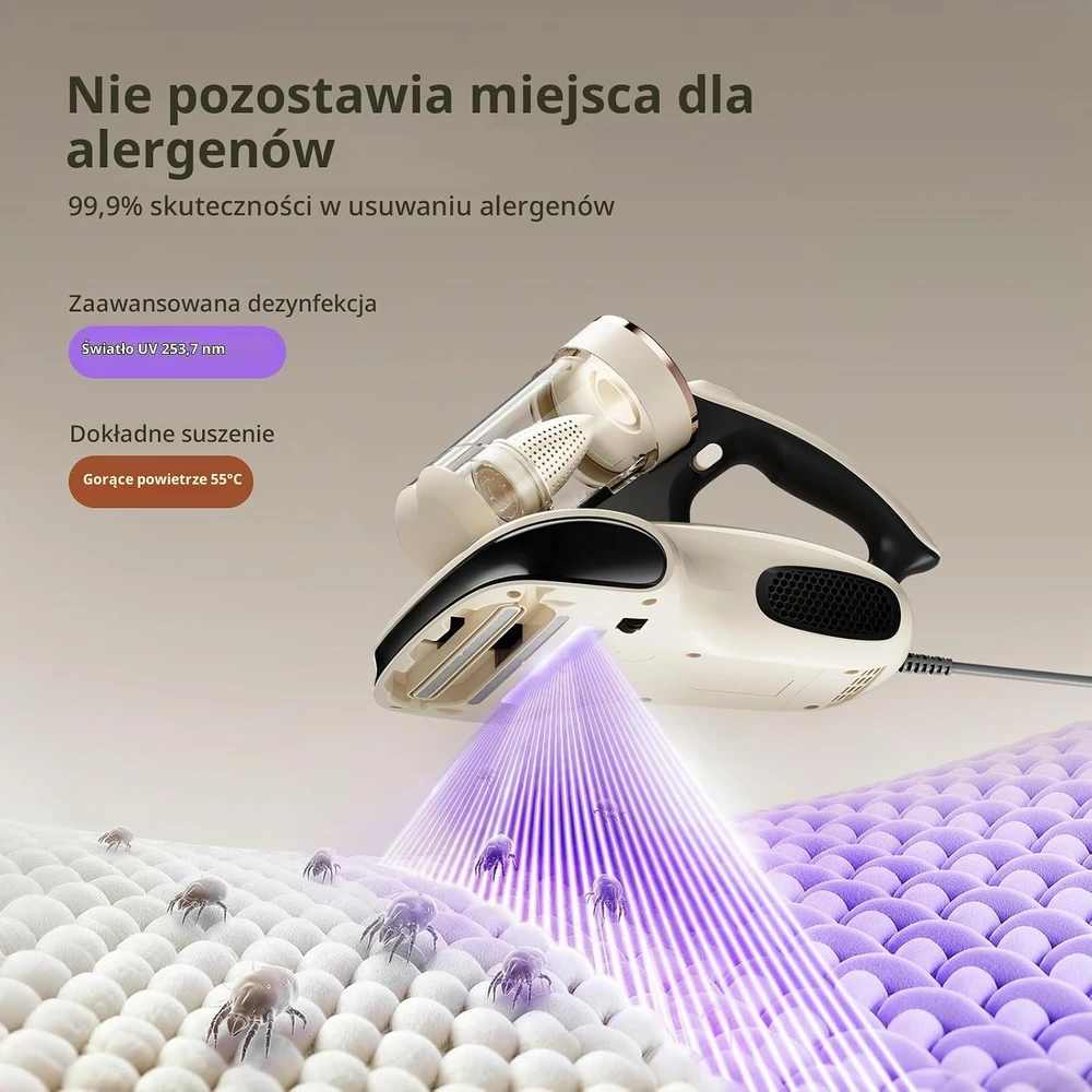 JIGOO dulkių siurblys nuo dulkių erkučių S100 su UV-C šviesa ir HEPA filtru