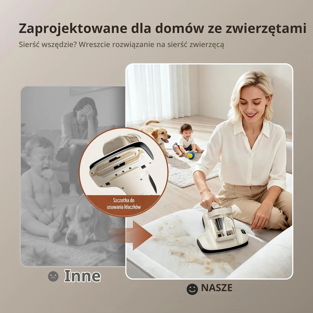 JIGOO dulkių siurblys nuo dulkių erkučių S100 su UV-C šviesa ir HEPA filtru