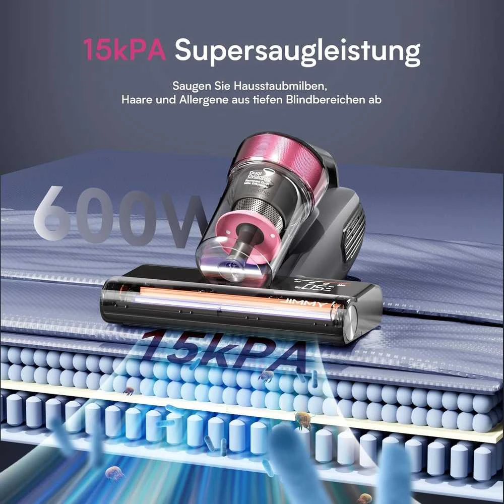 Jimmy rankinis dulkių siurblys UV-C, 600 W, 15 kPa, su HEPA filtru ir LED ekranu BX8