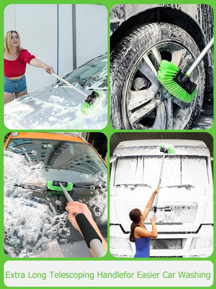 Jisejima automobilio plovimo šepetys su 150 cm ilgio rankena, minkštais PBT šeriais 6SCarbrush
