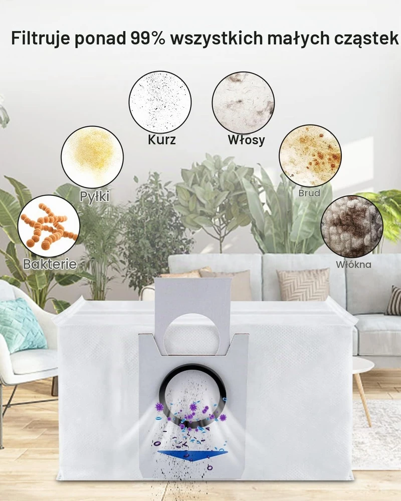 Jissta dulkių maišeliai Ecovacs Deebot X1 ir T20 stotelėms, 3,2 l, 12 vnt., X1-01