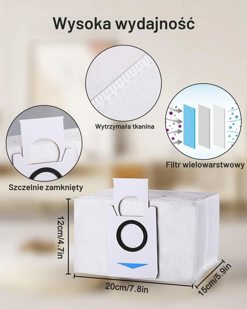 Jissta dulkių maišeliai Ecovacs Deebot X1 ir T20 stotelėms, 3,2 l, 12 vnt., X1-01