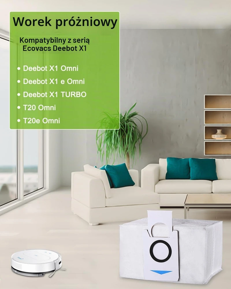 Jissta dulkių maišeliai Ecovacs Deebot X1 ir T20 stotelėms, 3,2 l, 12 vnt., X1-01