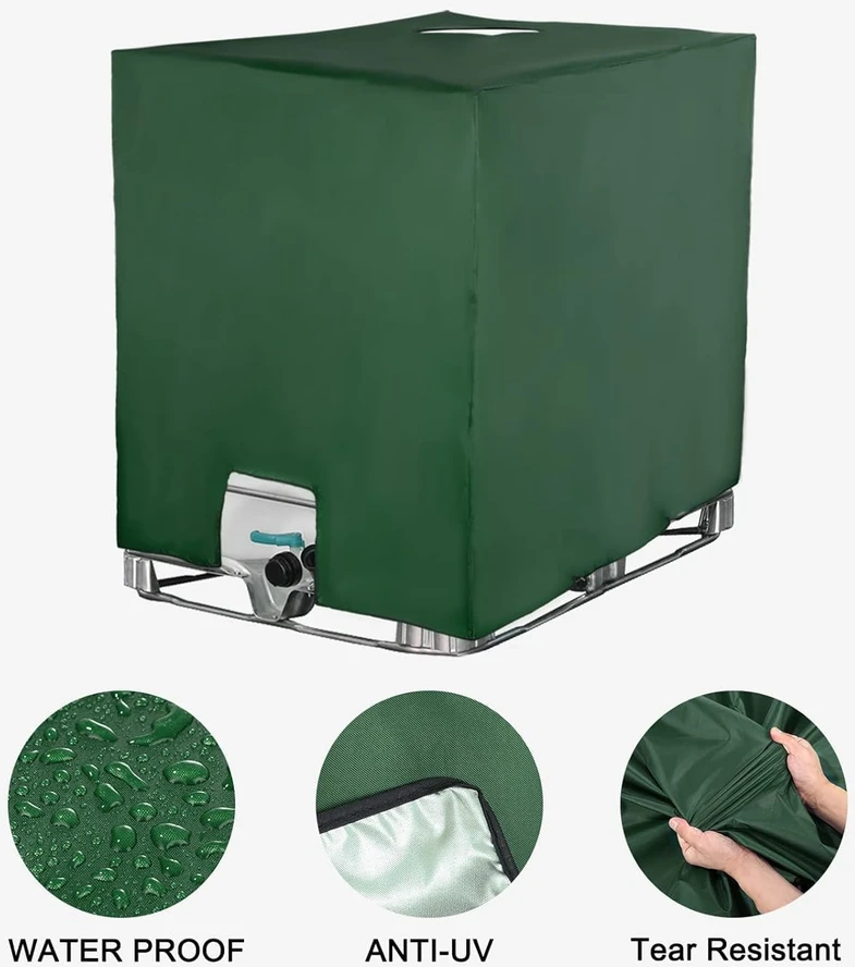 Jissta IBC talpos apsauginis uždangalas 210D Oxford, vandeniui atspari, UV apsauga, 116 x 100 x 120 cm, žalia