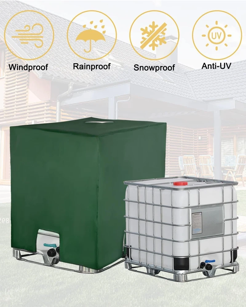 Jissta IBC talpos apsauginis uždangalas 210D Oxford, vandeniui atspari, UV apsauga, 116 x 100 x 120 cm, žalia