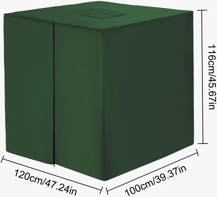 Jissta IBC tvirtas vandens talpos uždangalas 420D Oxford audinys 120 x 100 x 116 cm žalias su užtrauktuku