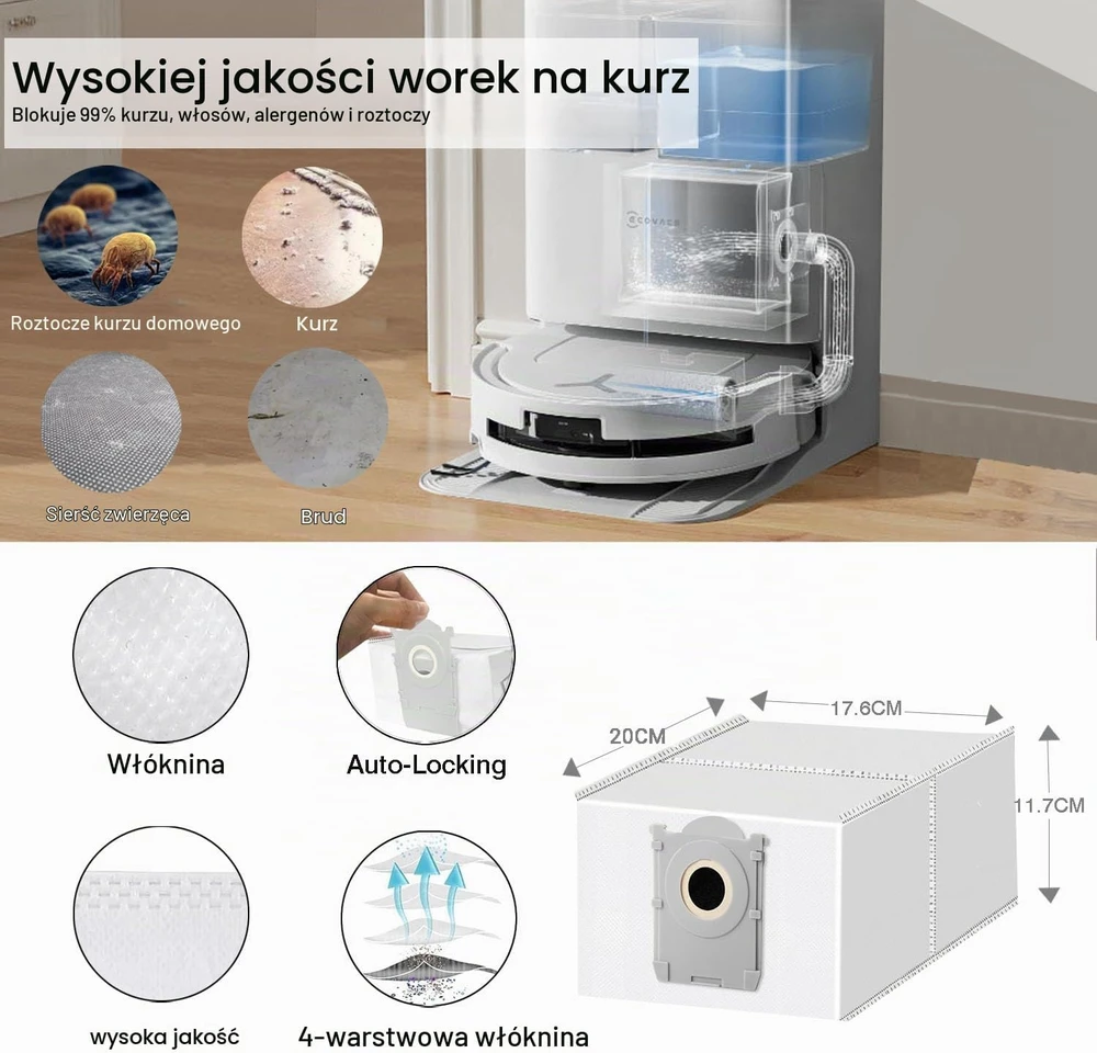 JKOISL priedų rinkinys robotui dulkių siurbliui Ecovacs Deebot T80 Omni DET80