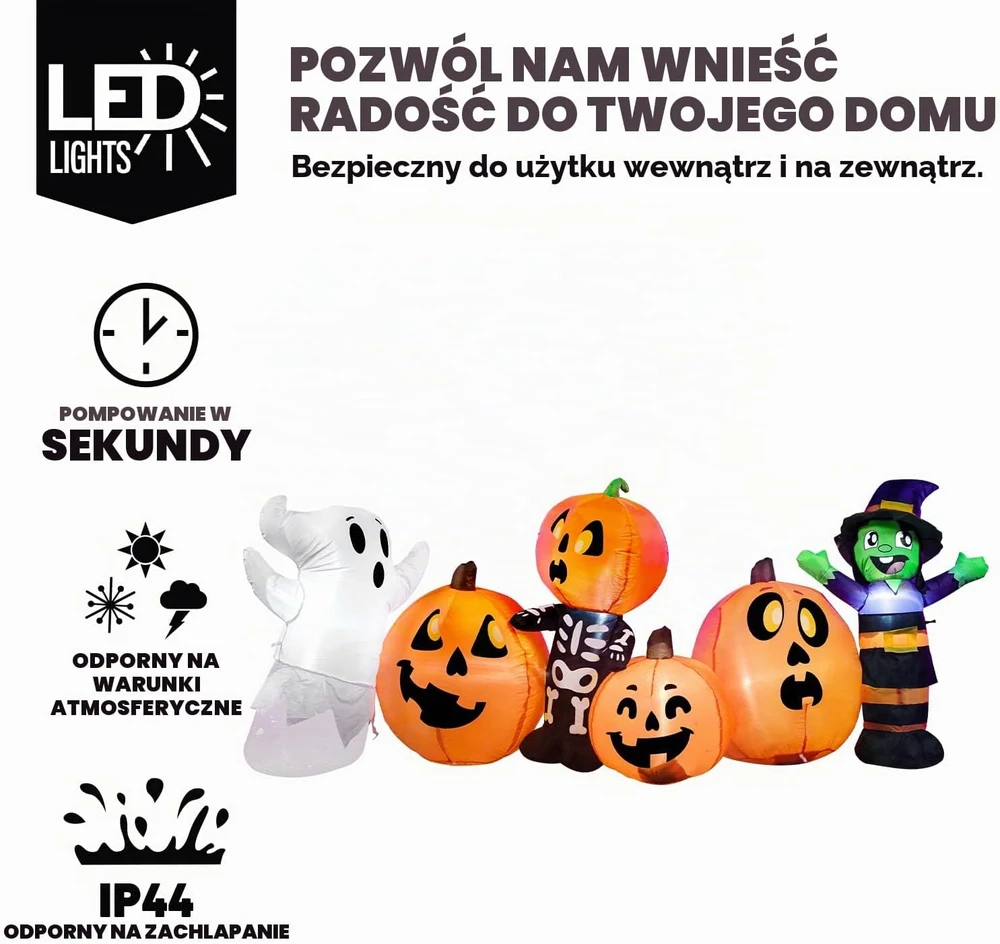 Joiedomi pripučiama Helovino dekoracija su LED apšvietimu, 2.4 m, DK-M2835A12PW03-7015