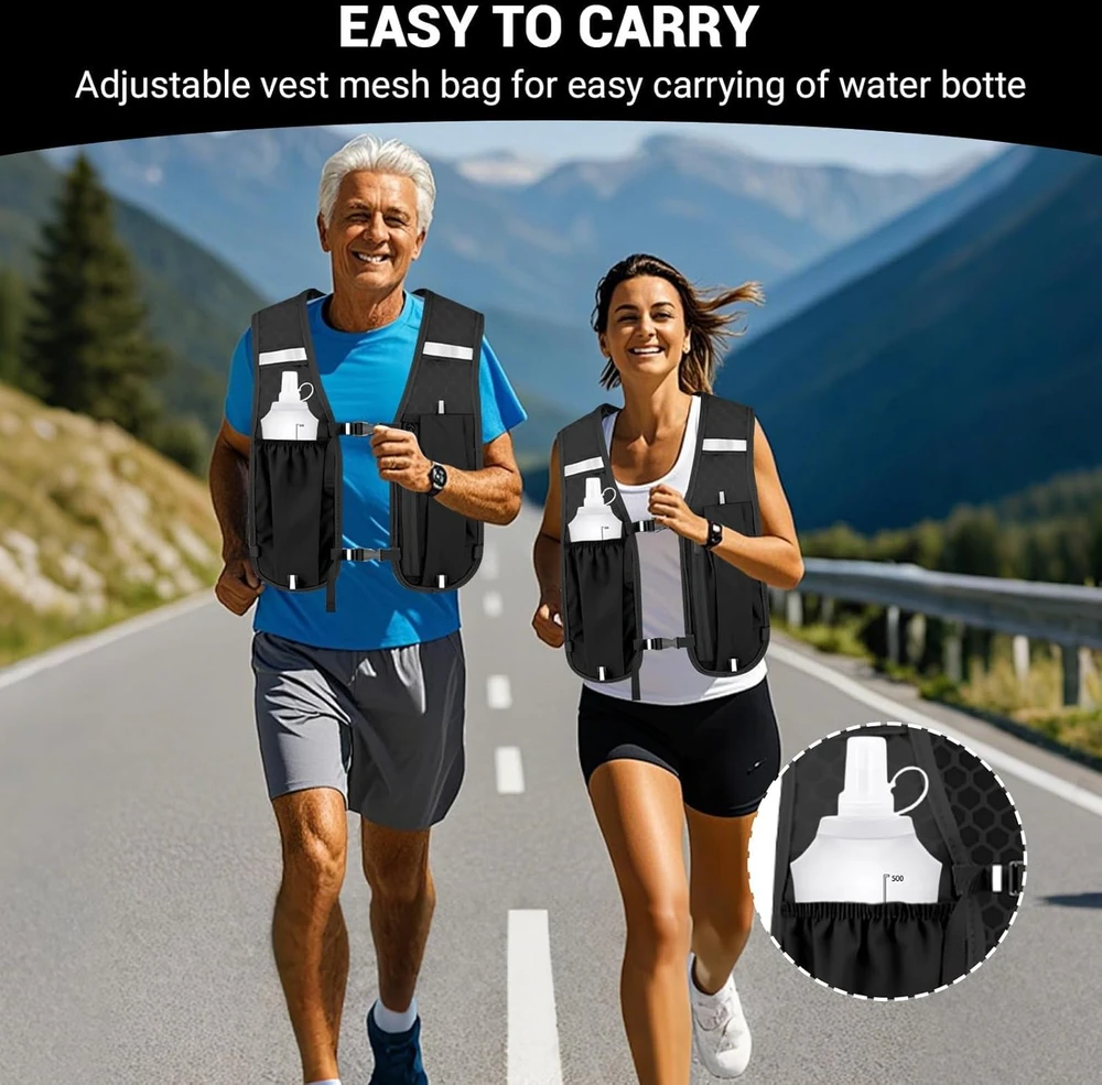 JOTOL bėgimo liemenė su buteliu, reguliuojama, atspindinti, 500 ml, unisex