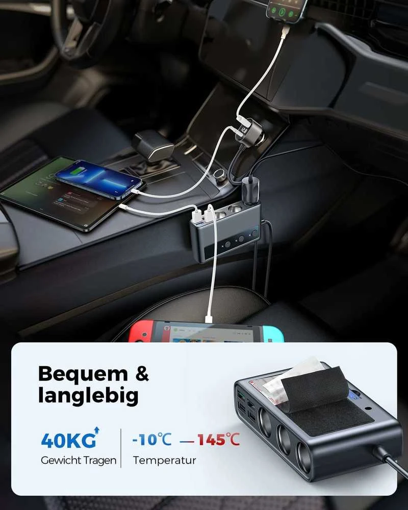Automobilinis įkroviklis Joyroom 9in1 154W 3x12V, PD USB Type-C, QC3.0 USB-A, 4xUSB-A JR-CL06