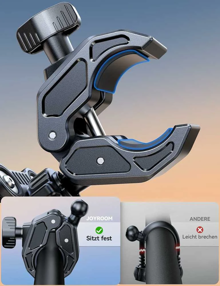 JOYROOM JR-ZS426 dviratinis ir motocyklinis telefono laikiklis, 4 taškų antivibracinė sistema, 4,7–7"