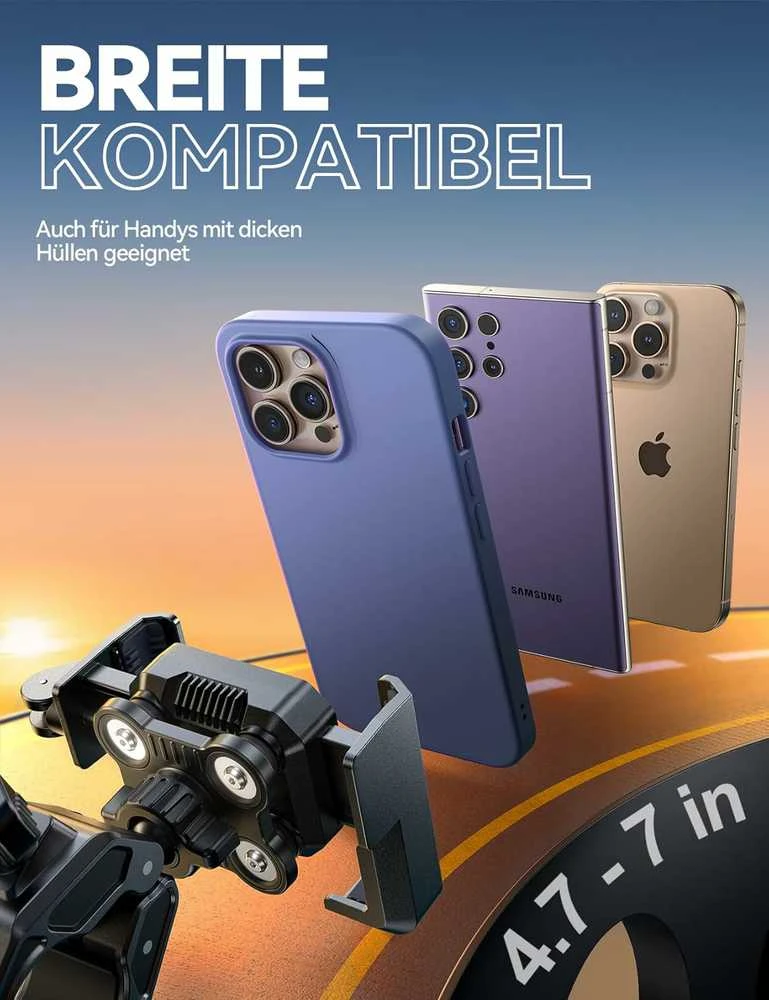 JOYROOM JR-ZS426 dviratinis ir motocyklinis telefono laikiklis, 4 taškų antivibracinė sistema, 4,7–7"