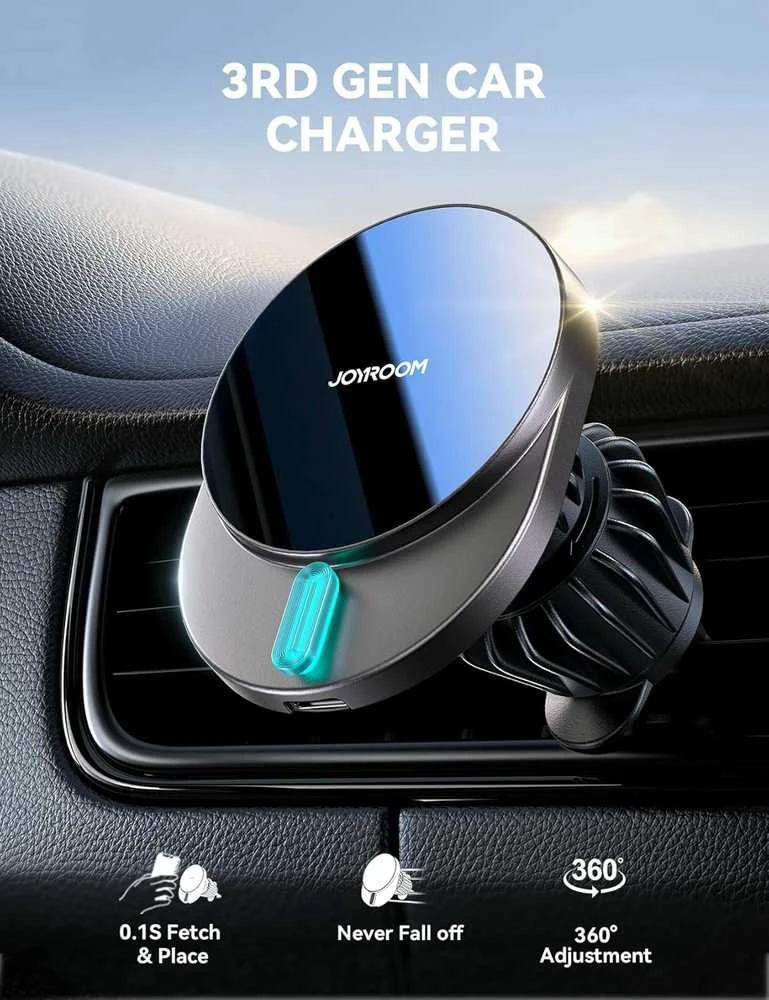 Automobilinis laikiklis-įkroviklis Joyroom JR-ZS409 MagSafe 15W juodas