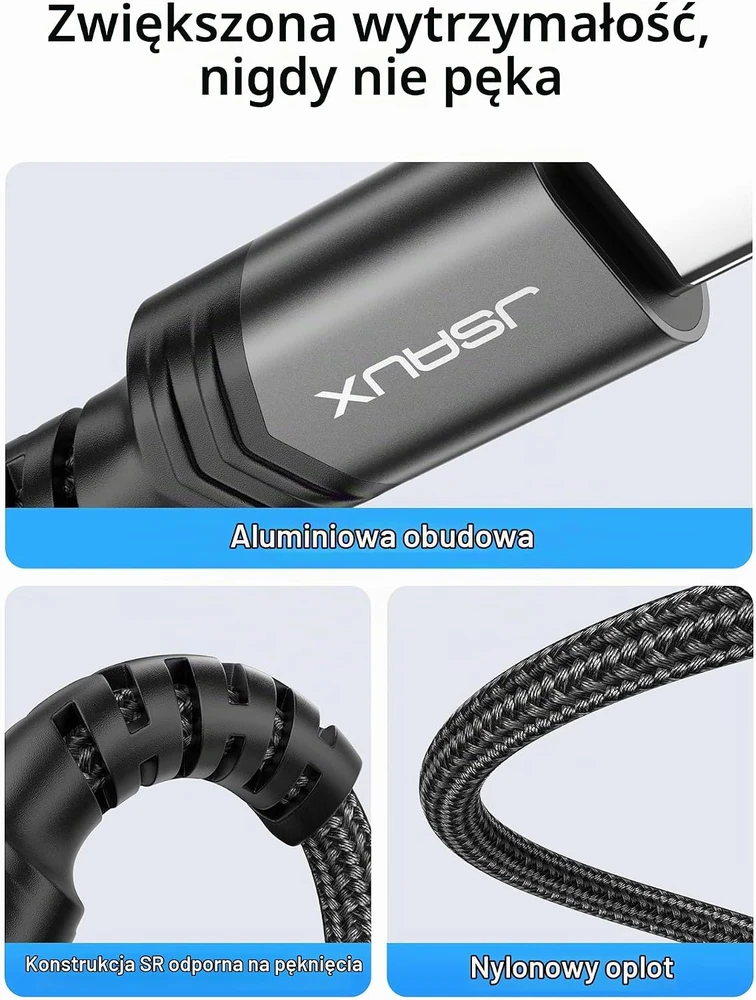 JSAUX 1 m USB-C–3,5 mm garso kabelis su DAC, JSDENZUC23AUBK1M
