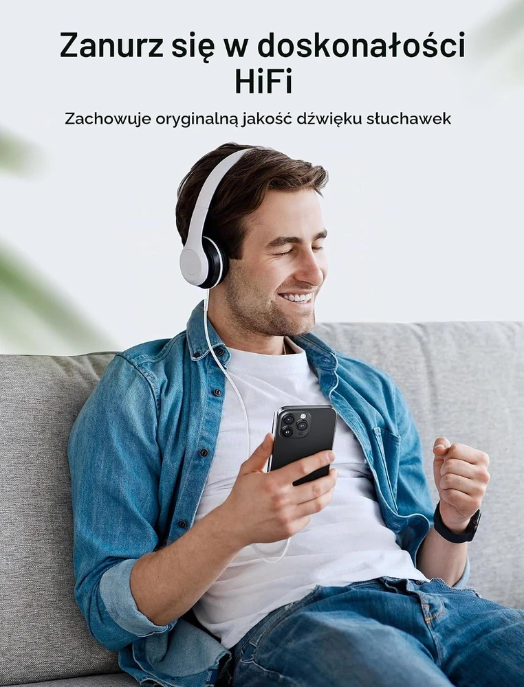 JSAUX 1 m USB-C–3,5 mm garso kabelis su DAC keitikliu, baltas, AU011-WH