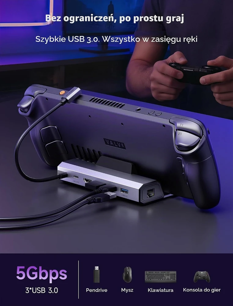 JSAUX 6 jungčių dokavimo stotelė su 100 W įkrovikliu, HDMI 2.1, 4K 120 Hz, HB0603
