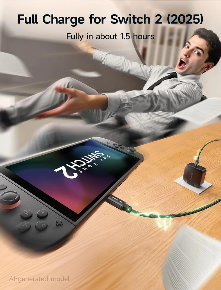 JSAUX 65 W USB-C GaN įkroviklis su 2 m USB-C laidu, CH6505