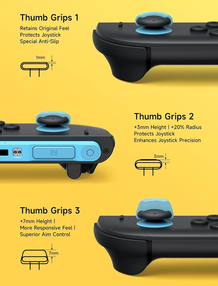 JSAUX analoginių valdymo svirtelių antgaliai Nintendo Switch 2 konsolei, neslystantys, GP0404