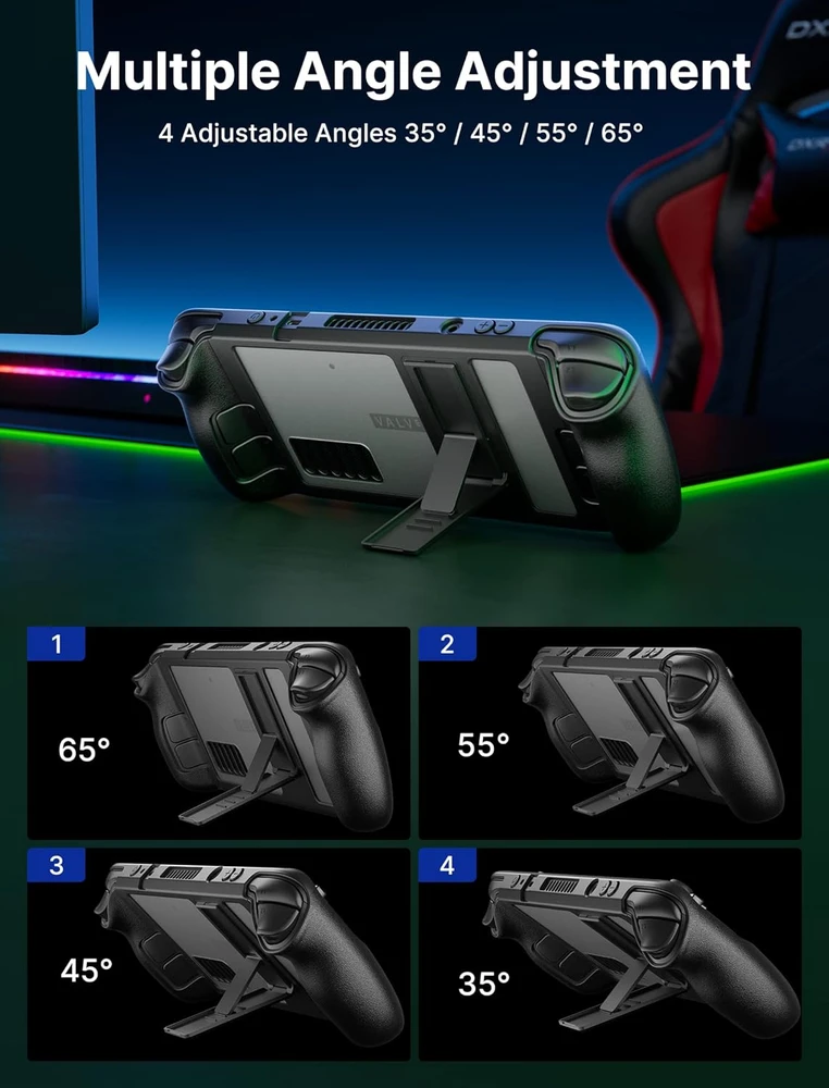 JSAUX apsauginis TPU dėklas su reguliuojamu stovu Steam Deck JSDEPC0105BKNEW