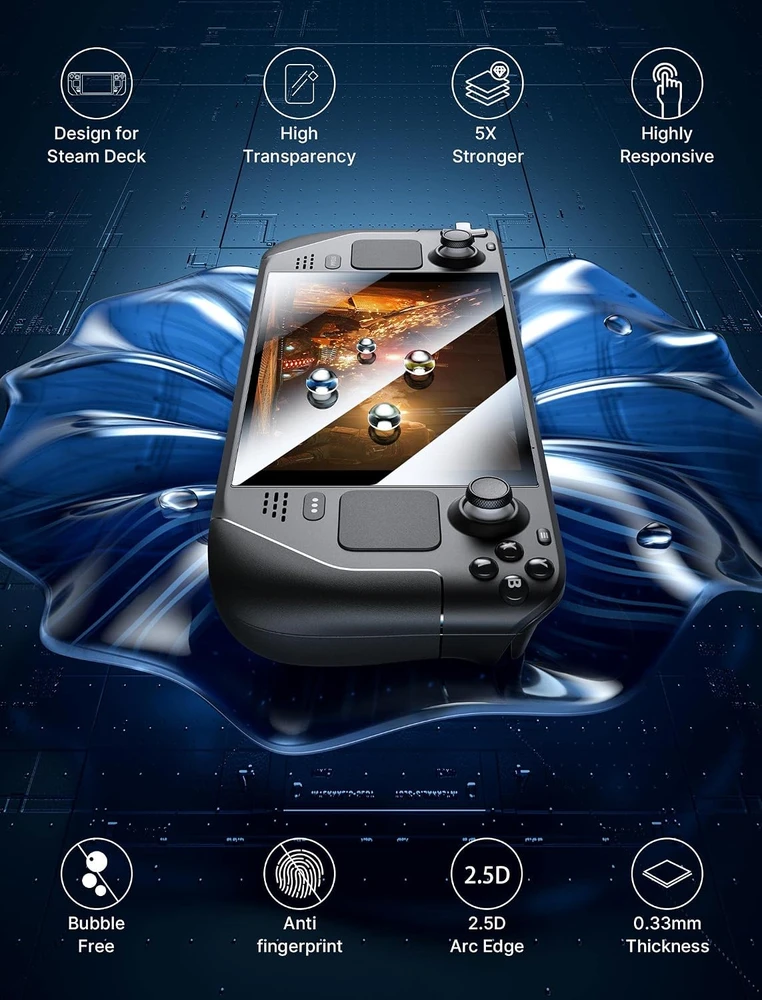 JSAUX grūdinto stiklo ekrano apsauga Steam Deck LCD ir OLED konsolėms, 2 vnt., GP0107TZ