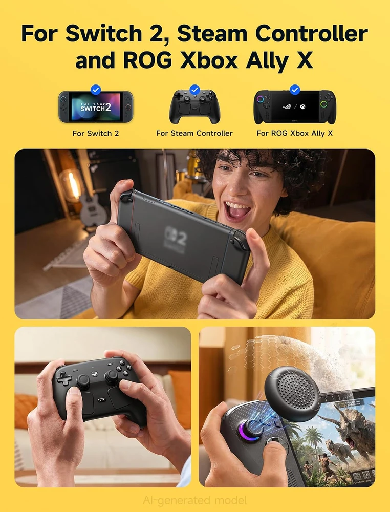JSAUX juodi analoginių valdymo svirtelių antgaliai Nintendo Switch 2 valdikliui, 3 dydžių, GP0404