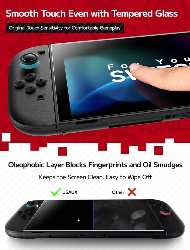 JSAUX matinis 9H ekrano apsauginis stiklas Nintendo Switch 2 konsolei, 2 vnt., GP0124