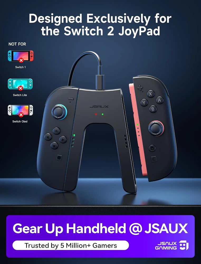 JSAUX Nintendo Switch 2 valdiklių įkrovimo laikiklis su magnetiniu tvirtinimu, GP0502