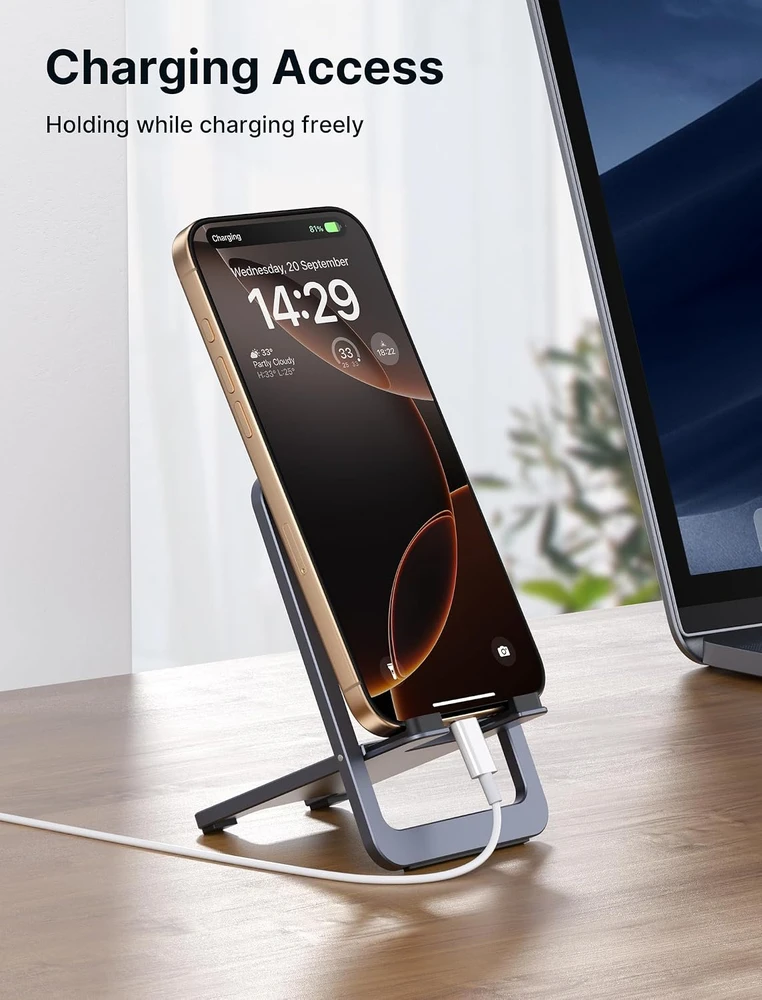 JSAUX sulankstomas aliumininis telefono stovas 4–8 col. įrenginiams, pilkas, JSUSSP0118GY