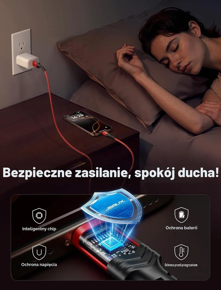JSAUX USB-A–USB-C įkrovimo laidų rinkinys, 1 m ir 2 m, 25 W, 2 vnt., CC0011