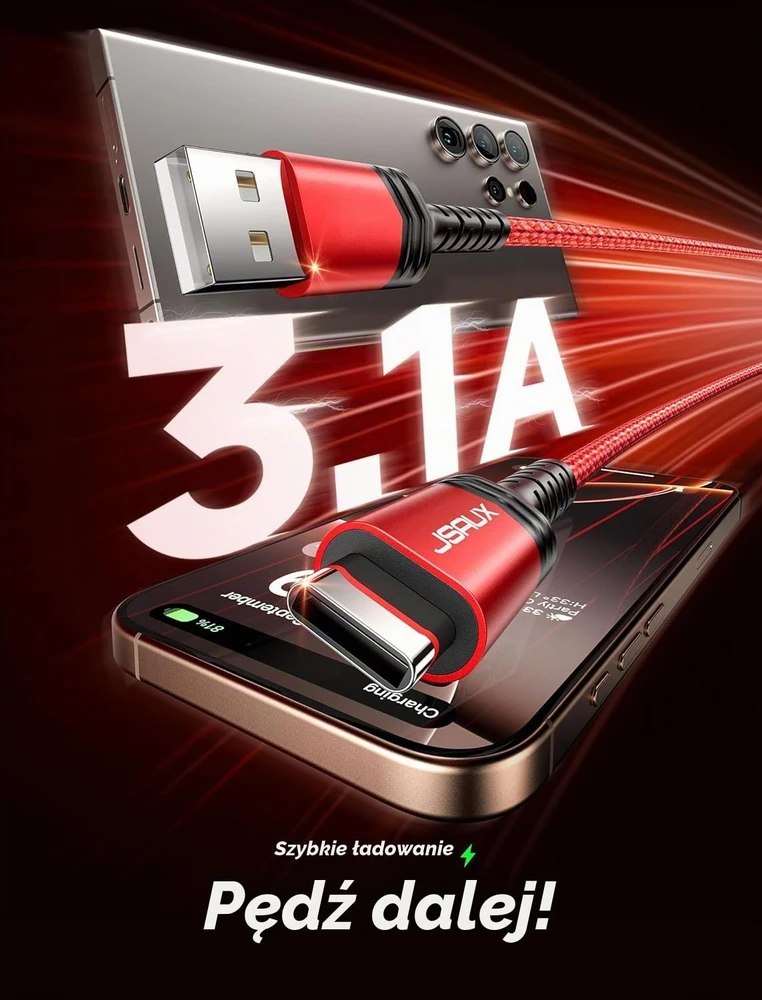 JSAUX USB-A–USB-C įkrovimo laidų rinkinys, 1 m ir 2 m, 25 W, 2 vnt., CC0011