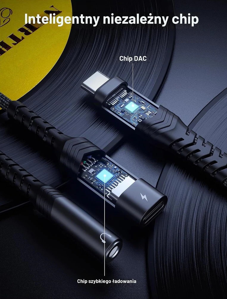 JSAUX USB-C garso ir įkrovimo adapteris su 3,5 mm lizdu, PD 60 W, JSDENZCM0029BL